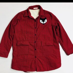 Fleece lined buffalo plaid button up